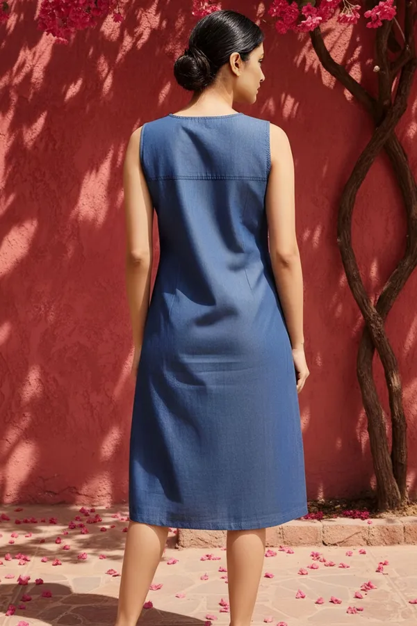 Blue_Stylish_Denim_Dress_With_Star_Print_And_Embellishment