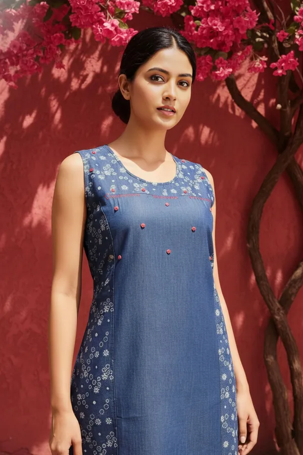 Blue_Stylish_Denim_Dress_With_Star_Print_And_Embellishment