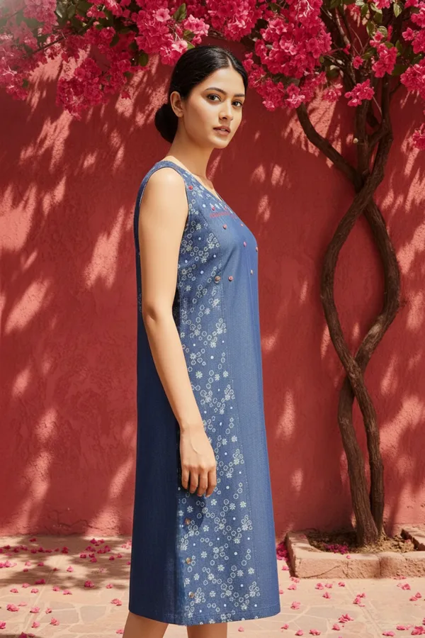 Blue_Stylish_Denim_Dress_With_Star_Print_And_Embellishment