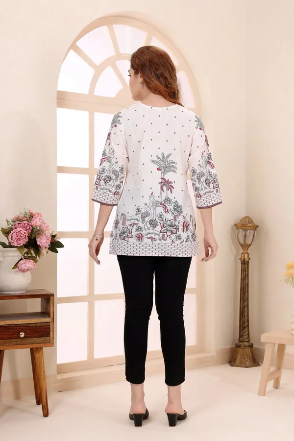 Red_Cotton_Short_Kurti_Tunic_Top_with_Floral_Print_for_Women
