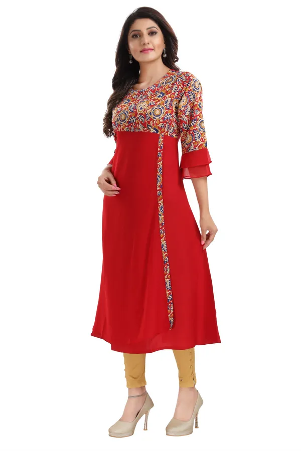 RED_GEORGETTE_FLARED_LONG_KURTI