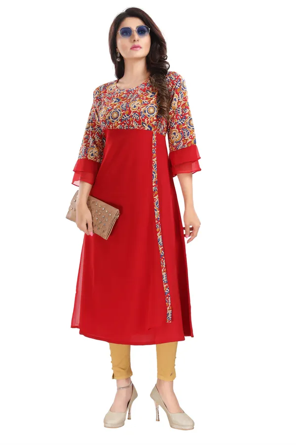 RED_GEORGETTE_FLARED_LONG_KURTI