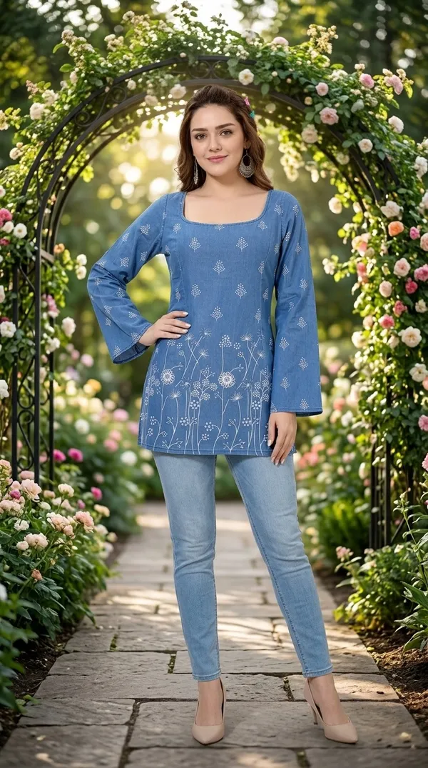 Stylish_Body_Fit_Denim_Kurti_Top_with_Bell_Sleeves