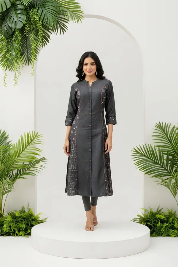 keshubaba Exclusive Black Denim Gray Wash A Line Indo Western Dress Price  in India - Buy keshubaba Exclusive Black Denim Gray Wash A Line Indo  Western Dress online at https://keshubaba.in