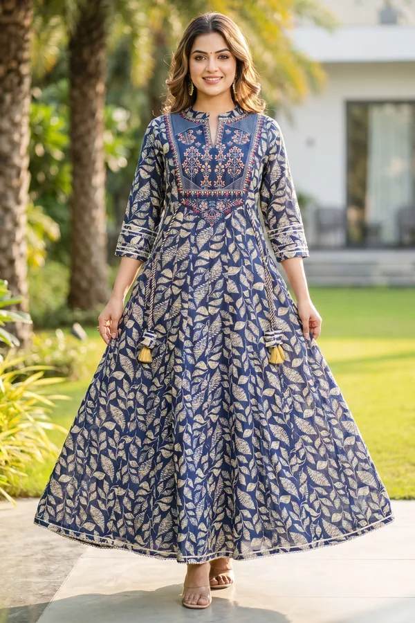 Navy_Blue_Umbrella_Flair_Anarkali_Long_Kurti_with_Embroidery_and_Tussles