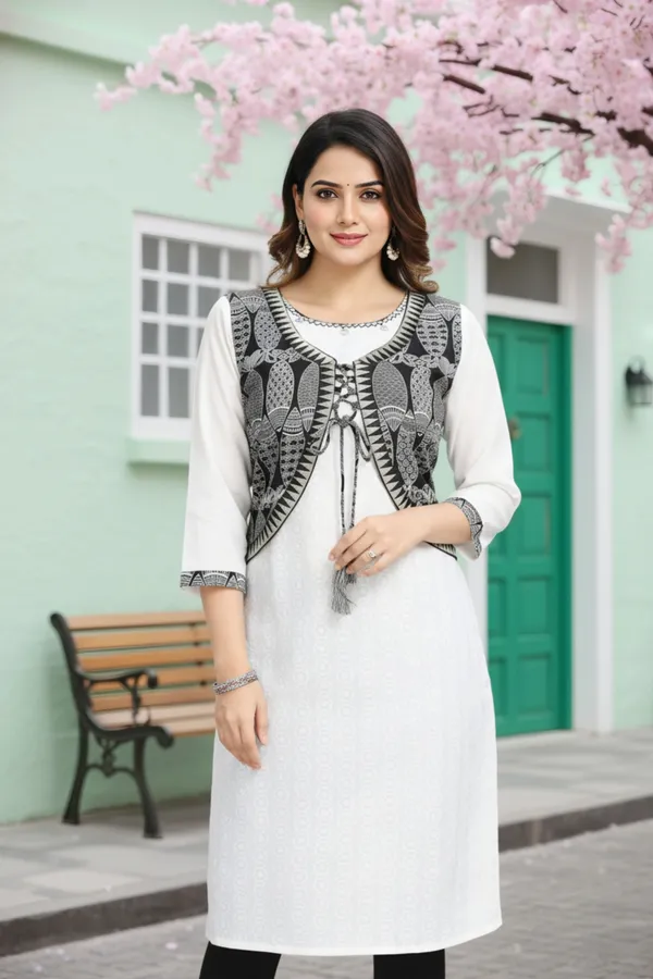 Desirable_White_Chicken_Tunic_with_Black_Designer_Jacket