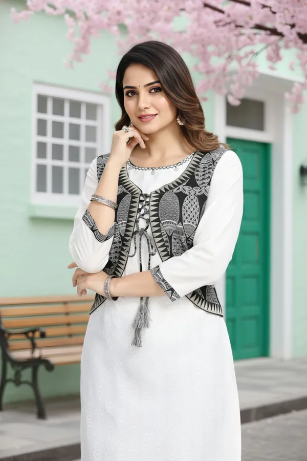 Desirable_White_Chicken_Tunic_with_Black_Designer_Jacket