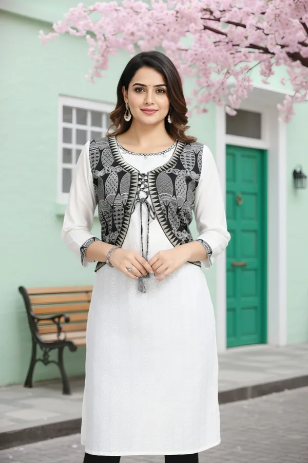 Desirable_White_Chicken_Tunic_with_Black_Designer_Jacket