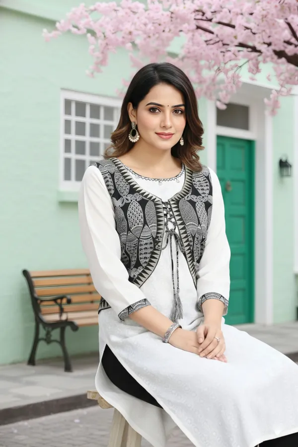 Desirable_White_Chicken_Tunic_with_Black_Designer_Jacket