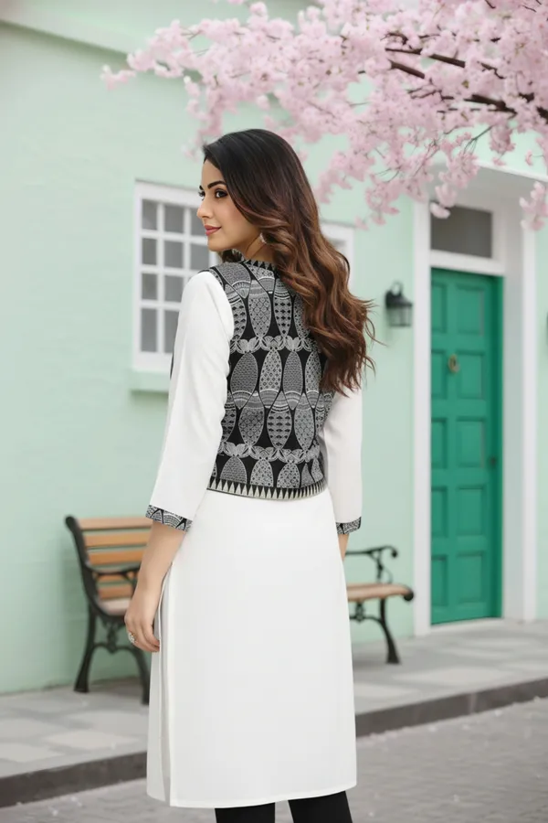 Desirable_White_Chicken_Tunic_with_Black_Designer_Jacket