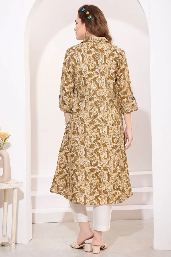 Light_Brown_Linen_Cotton_Princess_Cut_Long_Kurta_For_Women