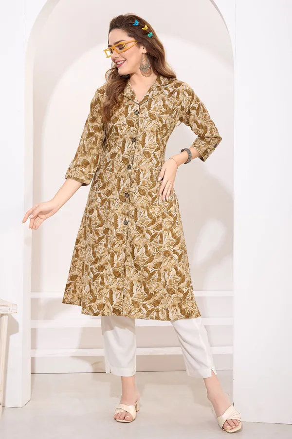 Light_Brown_Linen_Cotton_Princess_Cut_Long_Kurta_For_Women