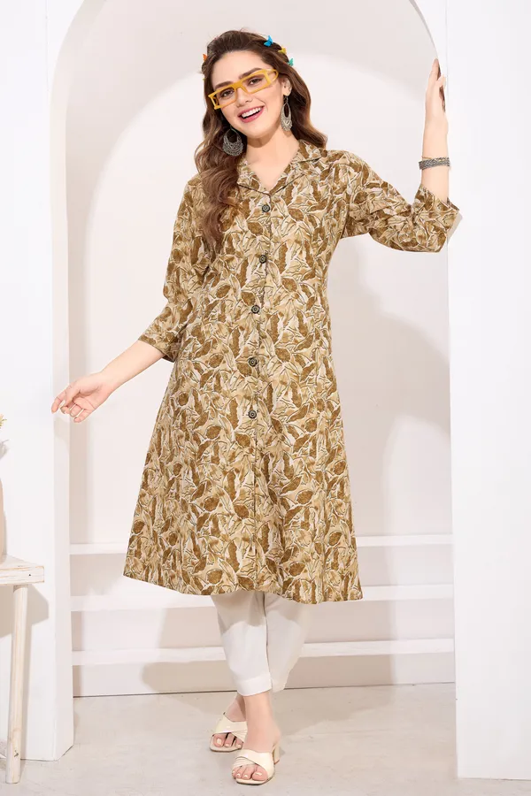 Light_Brown_Linen_Cotton_Princess_Cut_Long_Kurta_For_Women