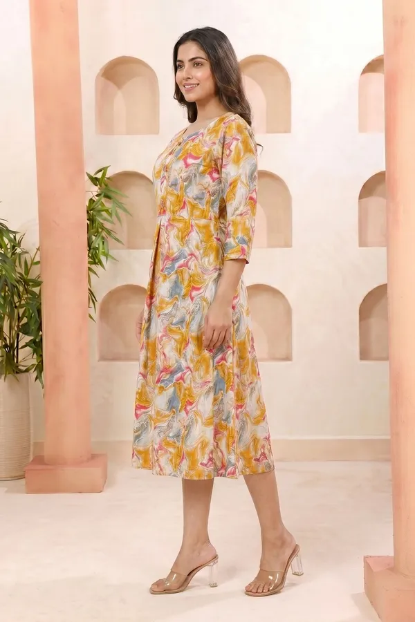 Womens_Yellow_A_Line_Kurti_with_Artistic_Print_and_Side_Pocket