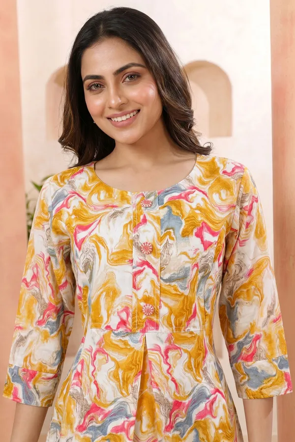 Womens_Yellow_A_Line_Kurti_with_Artistic_Print_and_Side_Pocket