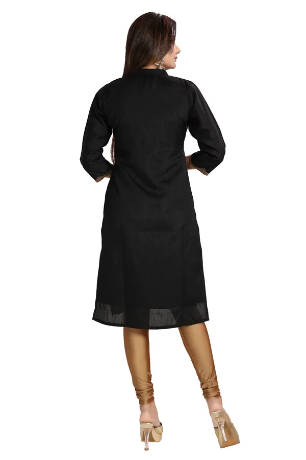 Black_Bedazzle_Raw_Silk_Collared_Kurti_Tunic_with_Threadwork