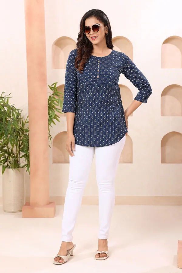 Clue_In_Blue_Round_Neck_Short_Tunic_Top_for_Women