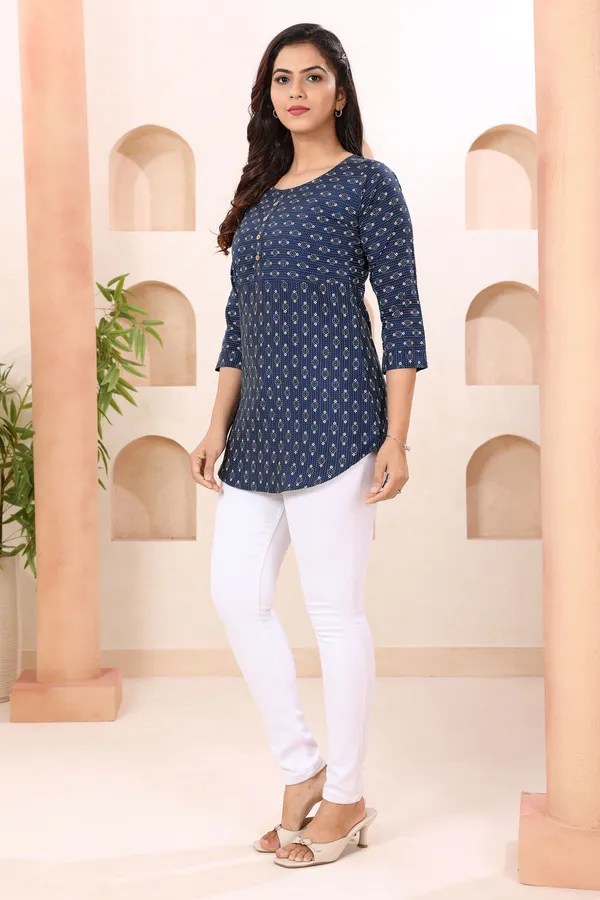 Clue_In_Blue_Round_Neck_Short_Tunic_Top_for_Women