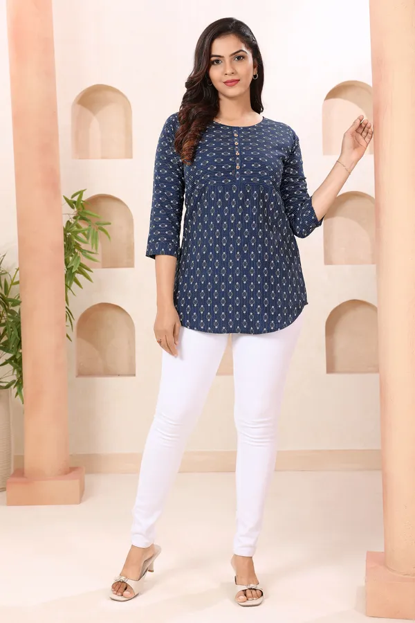 Clue_In_Blue_Round_Neck_Short_Tunic_Top_for_Women