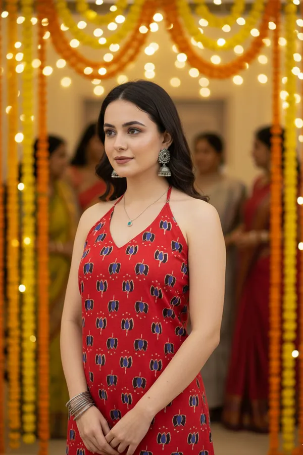 Red_Dabu_Print_Halter_Neck_Corset_Kurti