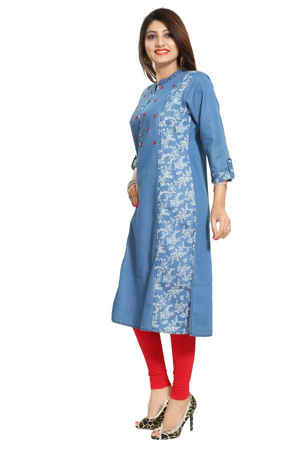 Blue_Designer_Printed_Denim_Long_Kurti_for_The_Season