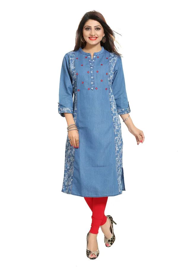 Blue_Designer_Printed_Denim_Long_Kurti_for_The_Season