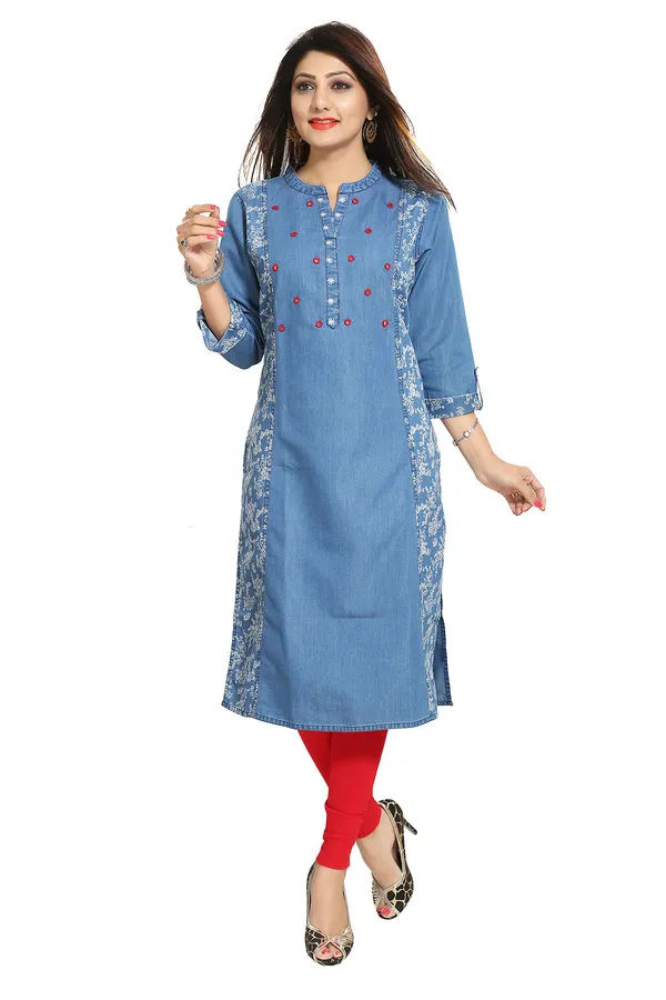 Blue_Designer_Printed_Denim_Long_Kurti_for_The_Season
