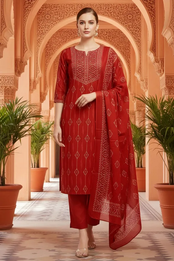 Rust_Jaipuri_Print_Cotton_3_Piece_Suit_Set_with_Dupatta_for_Women