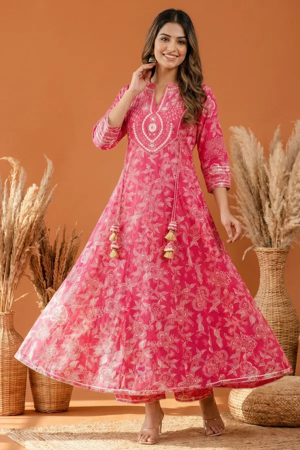 Rosy_Pink_Umbrella_Flair_Anarkali_Long_Kurti_with_Embroidery_and_Tussles