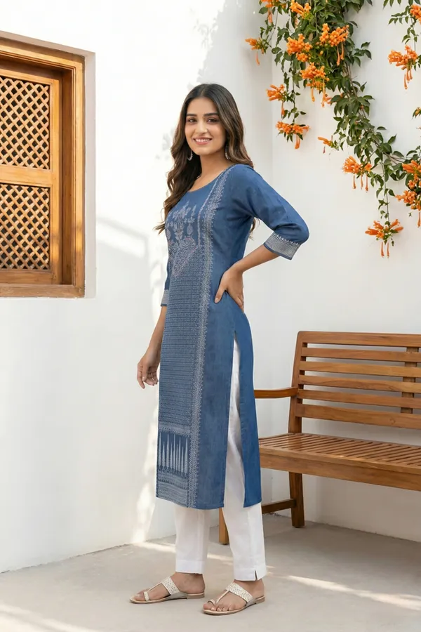 Women_Denim_Ethnic_Round_Neck_Long_Kurti_With_Thread_Work