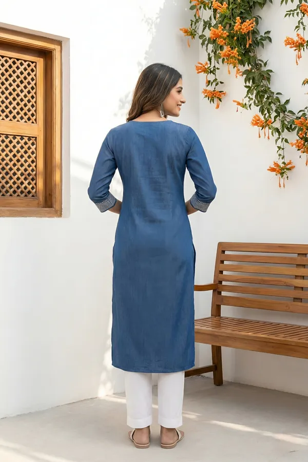 Women_Denim_Ethnic_Round_Neck_Long_Kurti_With_Thread_Work