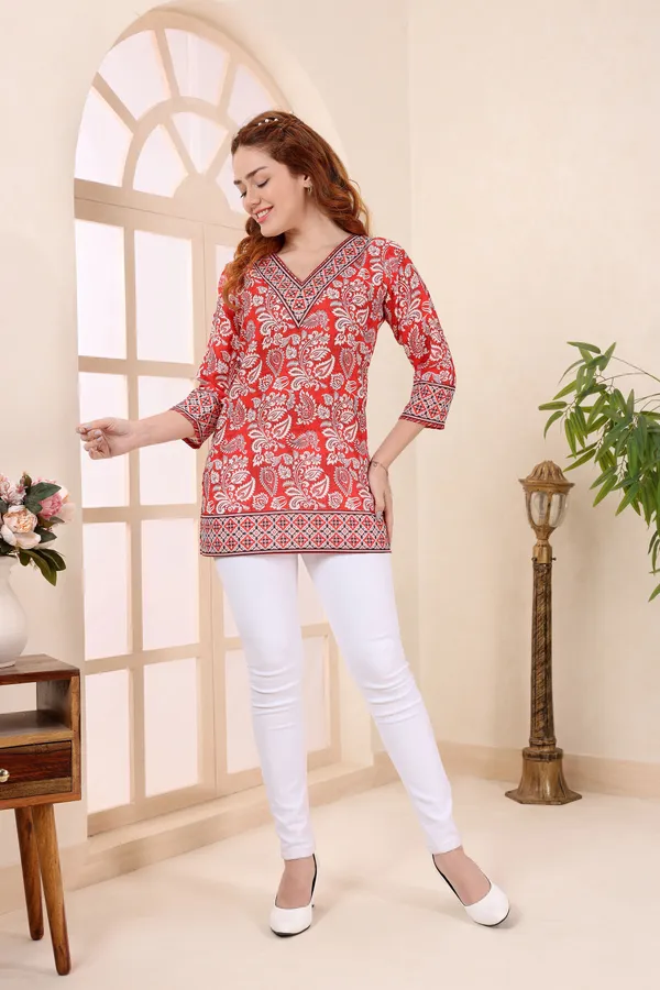 Red_Cotton_Short_Kurti_Tunic_Top_with_Ethnic_Motifs_for_Women