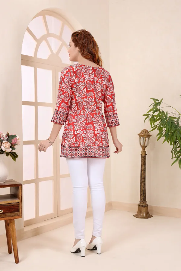 Red_Cotton_Short_Kurti_Tunic_Top_with_Ethnic_Motifs_for_Women