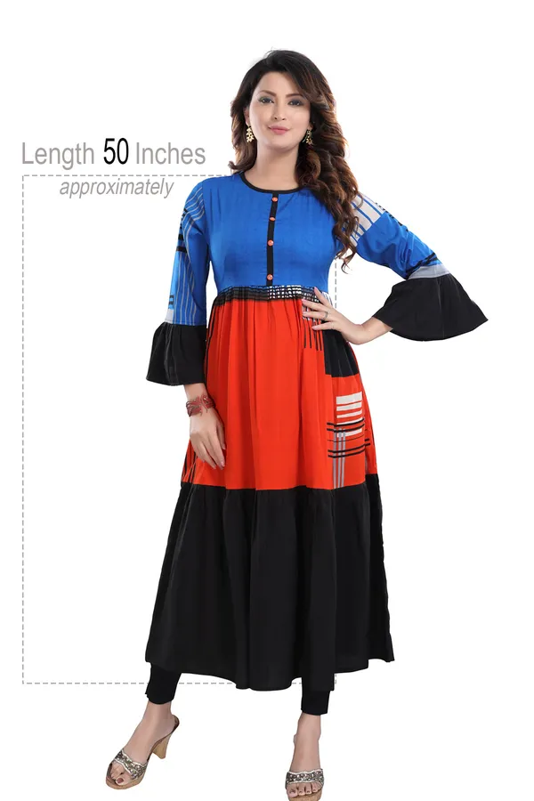 Graceful_Ladylike_Orange_and_Blue_Flared_Long_Kurti