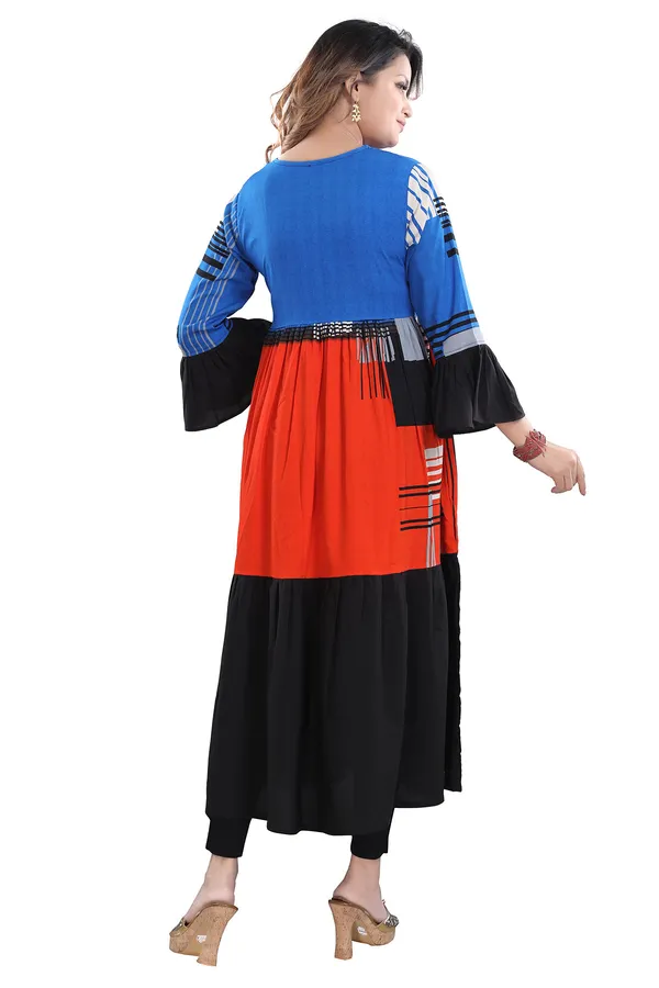 Graceful_Ladylike_Orange_and_Blue_Flared_Long_Kurti
