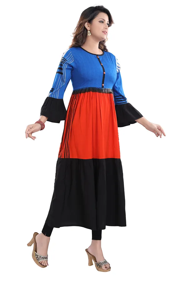 Graceful_Ladylike_Orange_and_Blue_Flared_Long_Kurti