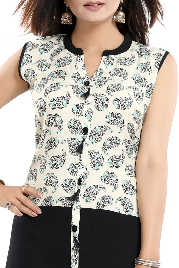 Elegant_Rayon_Black_And_Cream_Tunic_Top_Kurta_With_Show_Buttons_For_Women
