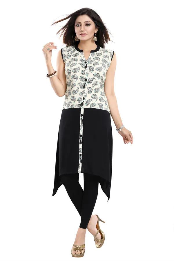 Elegant_Rayon_Black_And_Cream_Tunic_Top_Kurta_With_Show_Buttons_For_Women