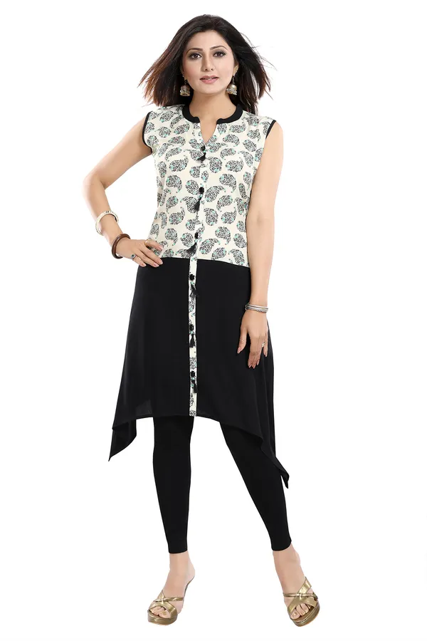 Elegant_Rayon_Black_And_Cream_Tunic_Top_Kurta_With_Show_Buttons_For_Women