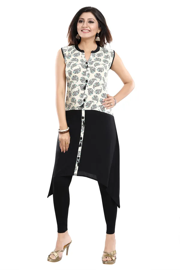 Elegant_Rayon_Black_And_Cream_Tunic_Top_Kurta_With_Show_Buttons_For_Women