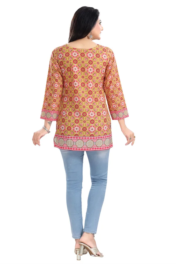 Yellow_Faux_Crepe_Short_Kurti_Tunic_Top
