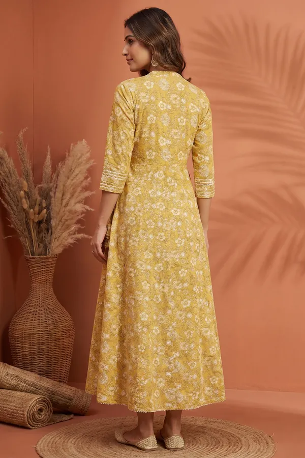 Sunshine_Yellow_Pure_Cotton_Jaipuri_Print_Embroidered_Anarkali_Kurti