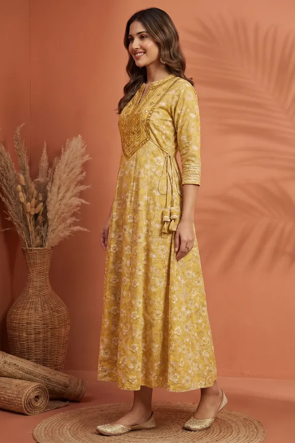 Sunshine_Yellow_Pure_Cotton_Jaipuri_Print_Embroidered_Anarkali_Kurti