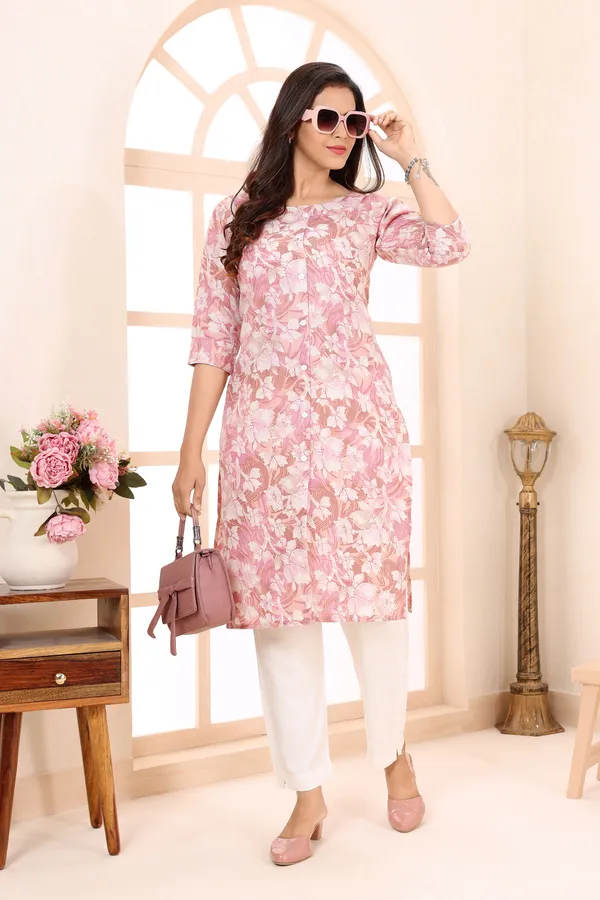 Pink_And_Chic_Linen_Cotton_Ban_Collar_Women_Long_Kurta