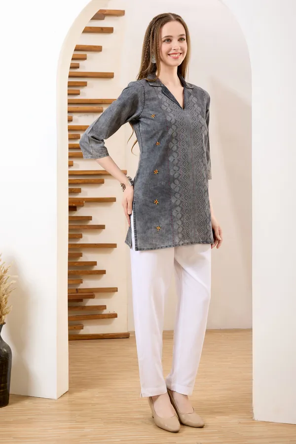Black_Denim_Tunic_Hand_Embroidery_And_Coat_Collar