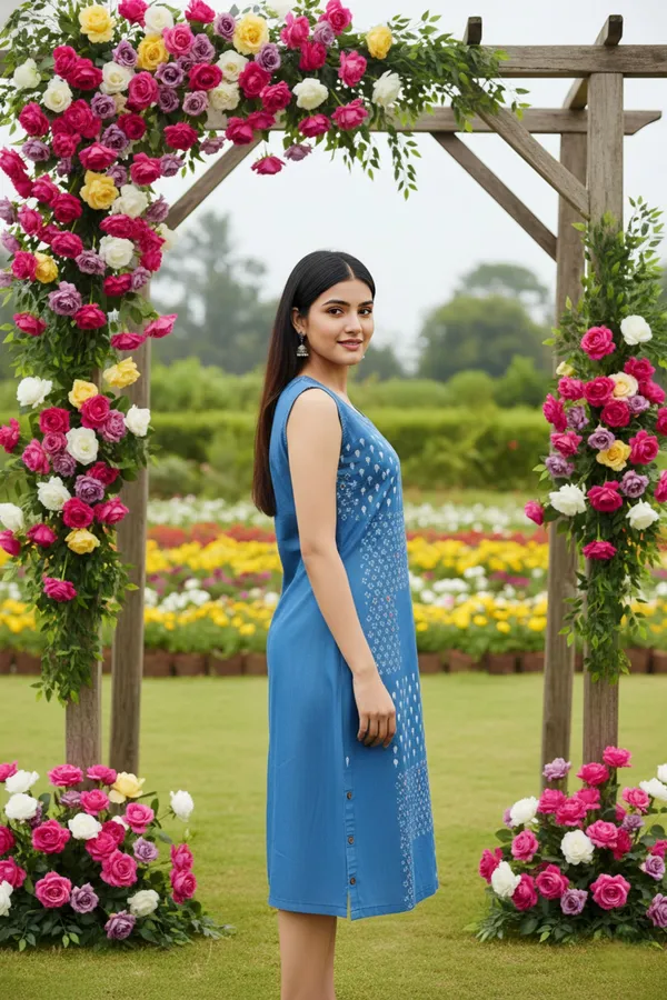 Light_Blue_Stylish_Denim_Dress_With_Beautiful_Print_And_Embellishment