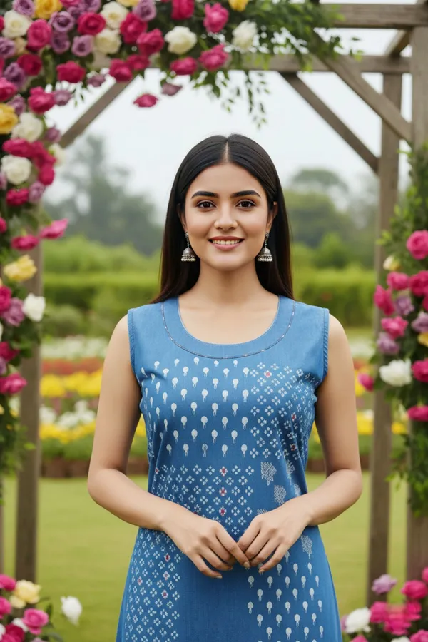 Light_Blue_Stylish_Denim_Dress_With_Beautiful_Print_And_Embellishment