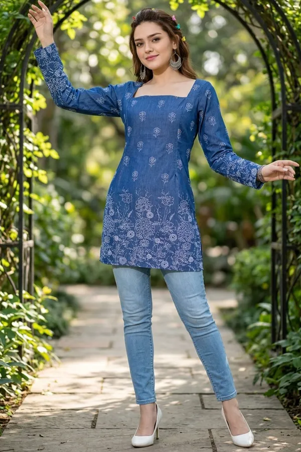 Blue_Denim_Short_Kurti_for_Women_with_Broad_Neck_and_Corset_Back_Tie_Up