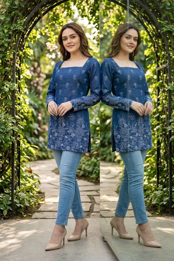 Blue_Denim_Short_Kurti_for_Women_with_Broad_Neck_and_Corset_Back_Tie_Up