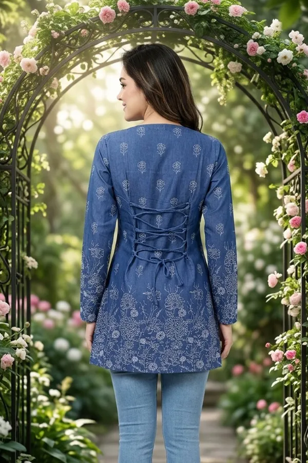 Blue_Denim_Short_Kurti_for_Women_with_Broad_Neck_and_Corset_Back_Tie_Up